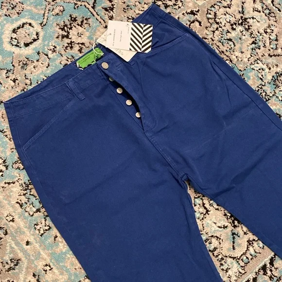 NWT Free People Women’s SR. vs. Sandrine Rose "The Virgin Label" Blue Pants - Picture 5 of 11